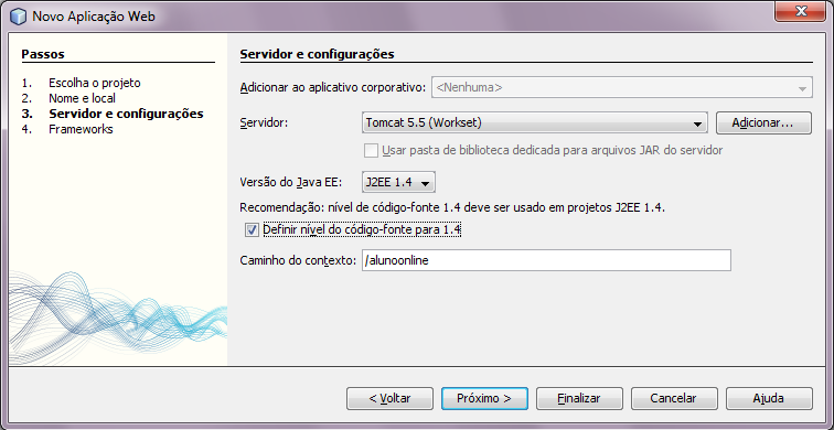 Configurações do servidor para o projeto