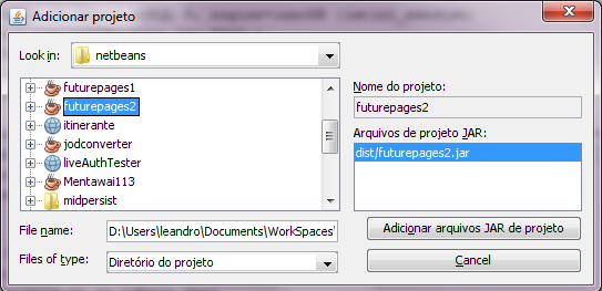 Seleção do projeto futurepages2